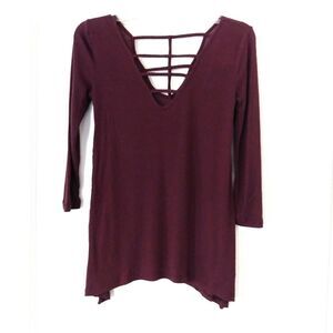 Mudd Burgundy Strappy Criss Cross Blouse
